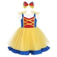 thumbnail image 1 of FYMNSI Baby Girls Polka Dots Tulle Spliced Dresses Birthday Party Princess Tutu Dress Bowknot Headband Christmas Outfit 6-12 Months Yellow, 1 of 9