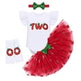 thumbnail image 1 of FYMNSI Baby Girls Strawberry 2nd Second Birthday Cake Smash Outfit Two Years Old Party Fly Sleeve Romper Bodysuit Princess Tutu Tulle Skirt Bowknot Headband Leg Warmers 4pcs Set 2 Year, 1 of 7