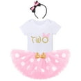 thumbnail image 1 of FYMNSI Baby Toddler Kids Girls My 2nd Second Birthday Cake Smash Outfit Romper Polka Dot Tutu Skirt Ear Headband 3pcs Two Years Old Party Clothes Set 2 Years Pink, 1 of 7