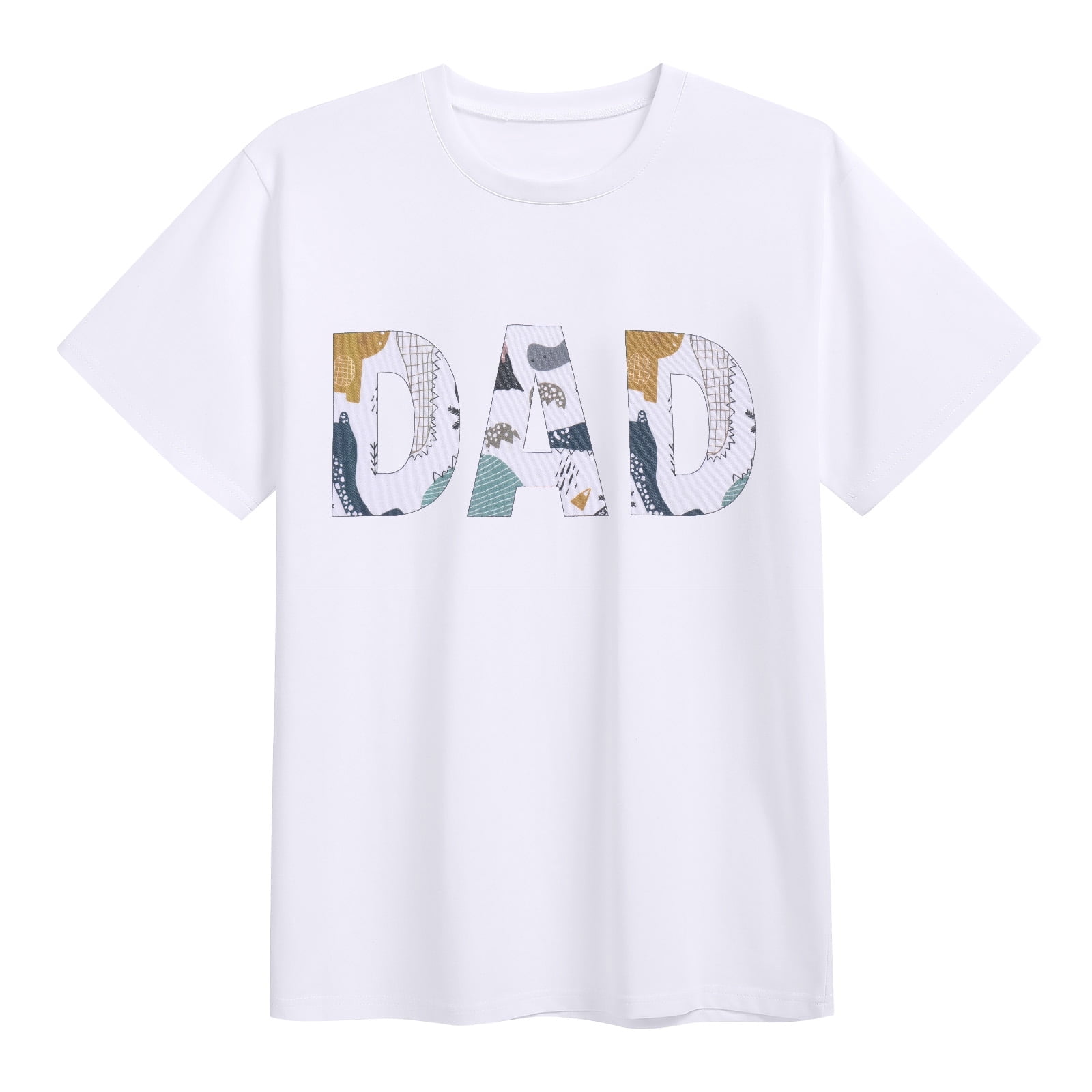 FYMNSI Dad Letter Printed Tee Shirts for Men Casual Short Sleeve Tops Men Summer Crew Neck Loose T-Shirt (Dad 2XL)
