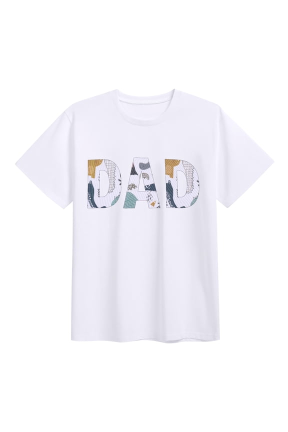 Dad Letter Printed Tee Shirts for Men Casual Short Sleeve Tops Men Summer Crew Neck Loose T-Shirt (Dad 2XL)