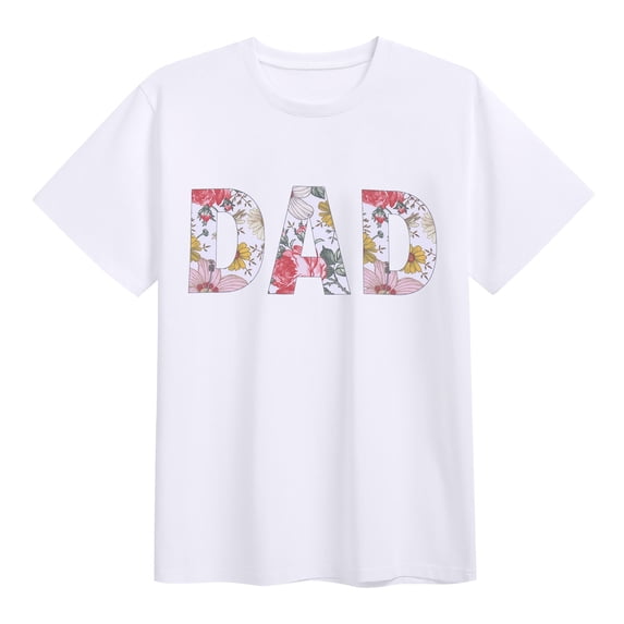 FYMNSI Dad Letter Printed Tee Shirts for Men Casual Short Sleeve Tops Men Summer Crew Neck Loose T-Shirt (Dad 2XL)