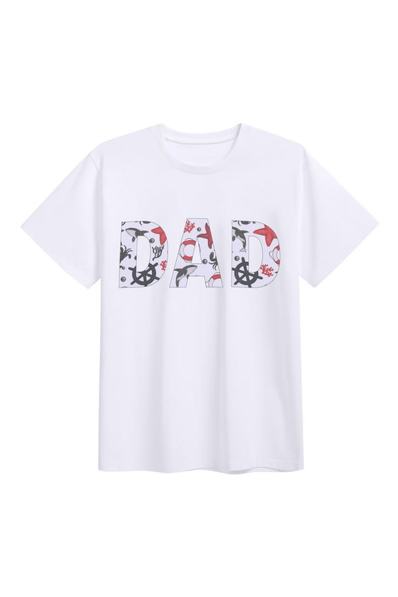 Dad Letter Printed Tee Shirts for Men Casual Short Sleeve Tops Men Summer Crew Neck Loose T-Shirt (Dad 3XL)