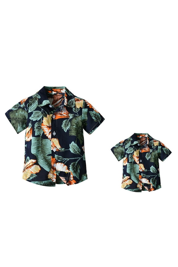 Boys Hawaiian Shirt Button Down Father Son Hawaiian Shirts Matching Family Outfits 12-18 Months Boy Clothes