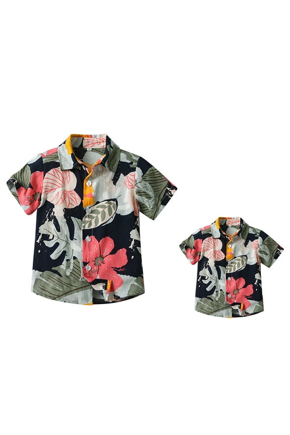 Boys Hawaiian Shirt Button Down Father Son Hawaiian Shirts Matching Family Outfits Toddler 4-5T Boy Clothes