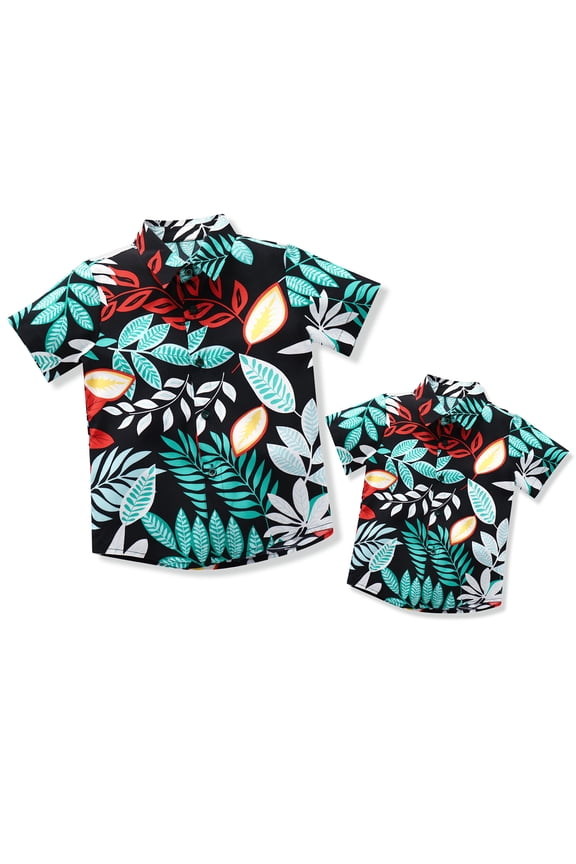 Daddy and Me Hawaiian Matching Outfits Father Son Tropical Print Matching Shirts Summer Men Boys Father's Day Tops (Boy 12-18M)