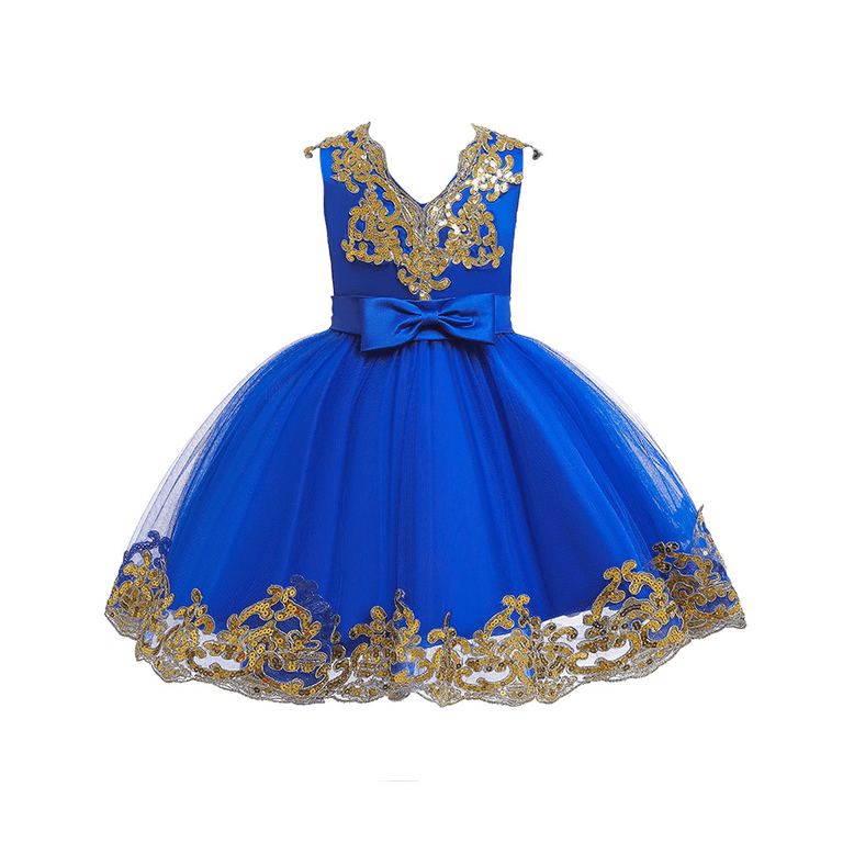 Ball Gown Navy And Gold Flower Girl Dresses FYMNSI Flower Girl