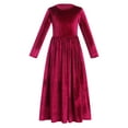 thumbnail image 1 of FYMNSI Girls Velvet Christmas Dress Evening Party Dress Vintage Long Sleeve Ruffle Maxi Gown with Pockets 11-12 Years Wine Red, 1 of 5