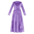 thumbnail image 1 of FYMNSI Girls Velvet Christmas Dress Evening Party Dress Vintage Long Sleeve Ruffle Maxi Gown with Pockets 7-8 Years Dark Purple, 1 of 5