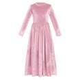thumbnail image 1 of FYMNSI Girls Velvet Christmas Dress Evening Party Dress Vintage Long Sleeve Ruffle Maxi Gown with Pockets 9-10 Years Pink, 1 of 5