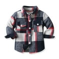 thumbnail image 1 of FYMNSI Kids Boys Flannel Plaid Casual Shirts Button Down Shirt Toddler Flannel Shirt Family Matching Tops 12-18 Months Gray, 1 of 2