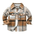 thumbnail image 1 of FYMNSI Kids Boys Flannel Plaid Casual Shirts Button Down Shirt Toddler Flannel Shirt Family Matching Tops 18-24 Months Coffee, 1 of 2