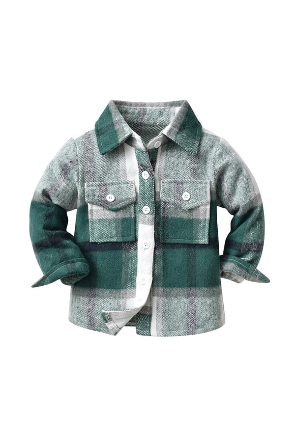 Kids Boys Flannel Plaid Casual Shirts Button Down Shirt Toddler Flannel Shirt Family Matching Tops 2-3 Years Green