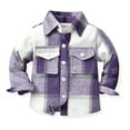 thumbnail image 1 of FYMNSI Kids Boys Flannel Plaid Casual Shirts Button Down Shirt Toddler Flannel Shirt Family Matching Tops 3-4 Years Light Purple, 1 of 2