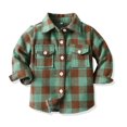 thumbnail image 1 of FYMNSI Kids Boys Flannel Plaid Casual Shirts Button Down Shirt Toddler Flannel Shirt Family Matching Tops 5-6 Years Retro Green, 1 of 2