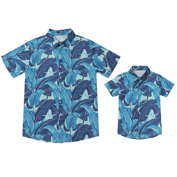 FYMNSI Kids Boys Hawaiian Shirt Father Son Tropical Hawaii Shirts Daddy and Me Family Matching Outfits Boy 2-3T
