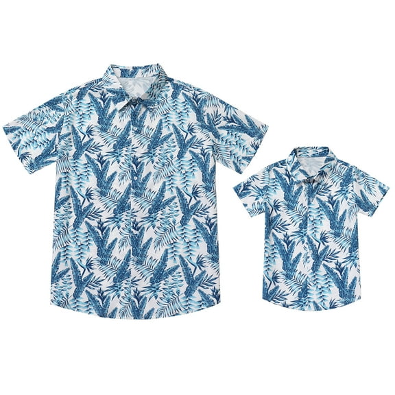 FYMNSI Kids Boys Hawaiian Shirt Father Son Tropical Hawaii Shirts Daddy and Me Family Matching Outfits Boy 2-3T