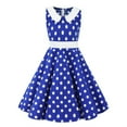 thumbnail image 1 of FYMNSI Kids Girls Polka Dot Dress Vintage 50's Girls Dress Retro Doll Collar Swing Dresses Sleeveless Party Dress 5-6 Years Blue, 1 of 6