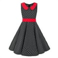 thumbnail image 1 of FYMNSI Kids Girls Polka Dot Dress Vintage 50's Girls Dress Retro Doll Collar Swing Dresses Sleeveless Party Dress 11-12 Years Black, 1 of 6