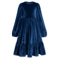 thumbnail image 1 of FYMNSI Little Girl's Velvet Dress Vintage Pageant Fall Winter Party Ruffle Dresses Layered Bohe Long Sleeve Dress, 1 of 5