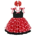 thumbnail image 1 of FYMNSI Little Girls Polka Dots Tulle Spliced Dresses Birthday Party Princess Tutu Dress Bowknot Headband Christmas Outfit 5-6T Red, 1 of 8
