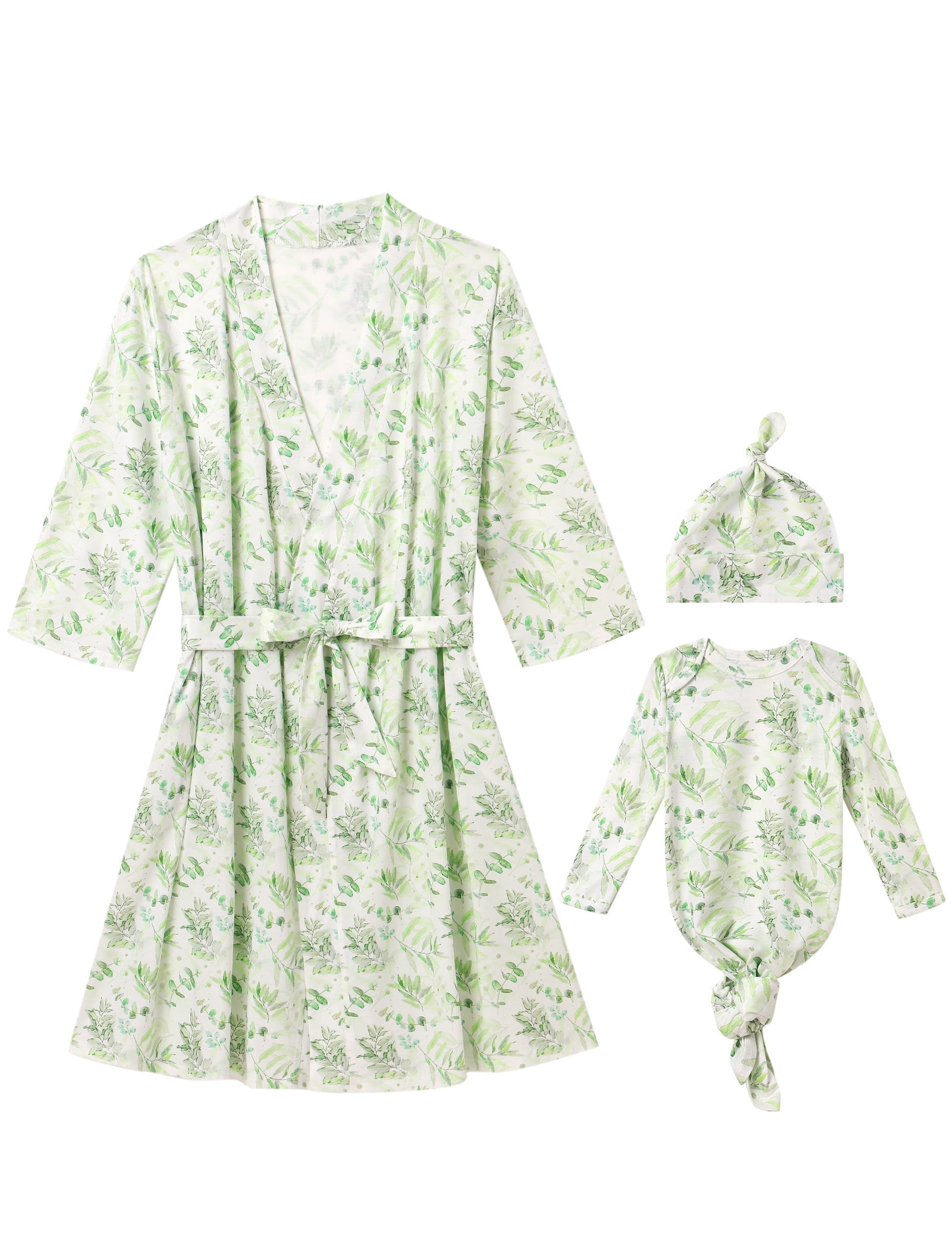 FYMNSI Maternity Robe and Baby Receiving Blanket Robe and Swaddle Set Hospital Labor Delivery Matching Outfits for Mom&Baby 2XL/3XL