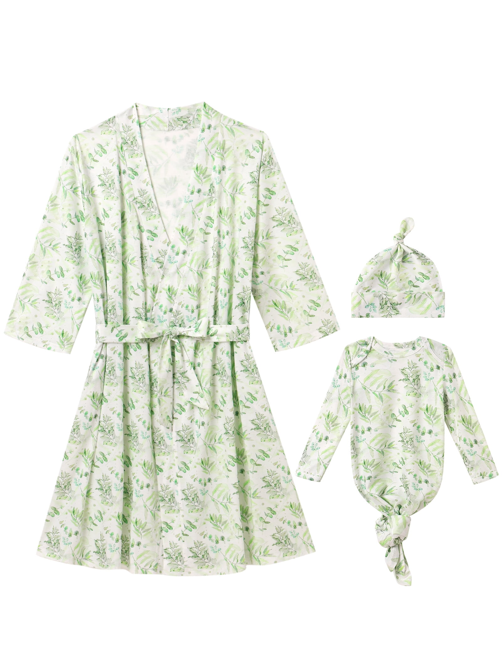 FYMNSI Maternity Robe and Baby Receiving Blanket Robe and Swaddle Set ...