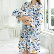 FYMNSI Maternity Robe and Baby Receiving Blanket Robe and Swaddle Set Hospital Labor Delivery Matching Outfits for Mom Dad Baby (Mom&Baby S/M)