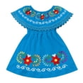 thumbnail image 1 of FYMNSI Mexican Dresses for Girls Toddler Ethnic Floral Embroidered Fiesta Dress Baby Casual Ruffle Sundress 12-18 Months Blue, 1 of 6