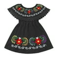 thumbnail image 1 of FYMNSI Mexican Dresses for Girls Toddler Ethnic Floral Embroidered Fiesta Dress Baby Casual Ruffle Sundress 3-4T Black, 1 of 8