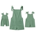 thumbnail image 1 of FYMNSI Mommy and Me Short Jumpsuits Matching Outfits Women Casual Sleeveless Loose Rompers Girls Bowknot Tie Straps Overalls with Pockets Green (Baby Girl 3-6M), 1 of 7