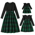thumbnail image 1 of FYMNSI Mommy and Me Christmas Dresses Long Sleeve Plaid Dress Xmas Party Mom Daughter Photoshoot Matching Outfits (Baby 9-12M), 1 of 5