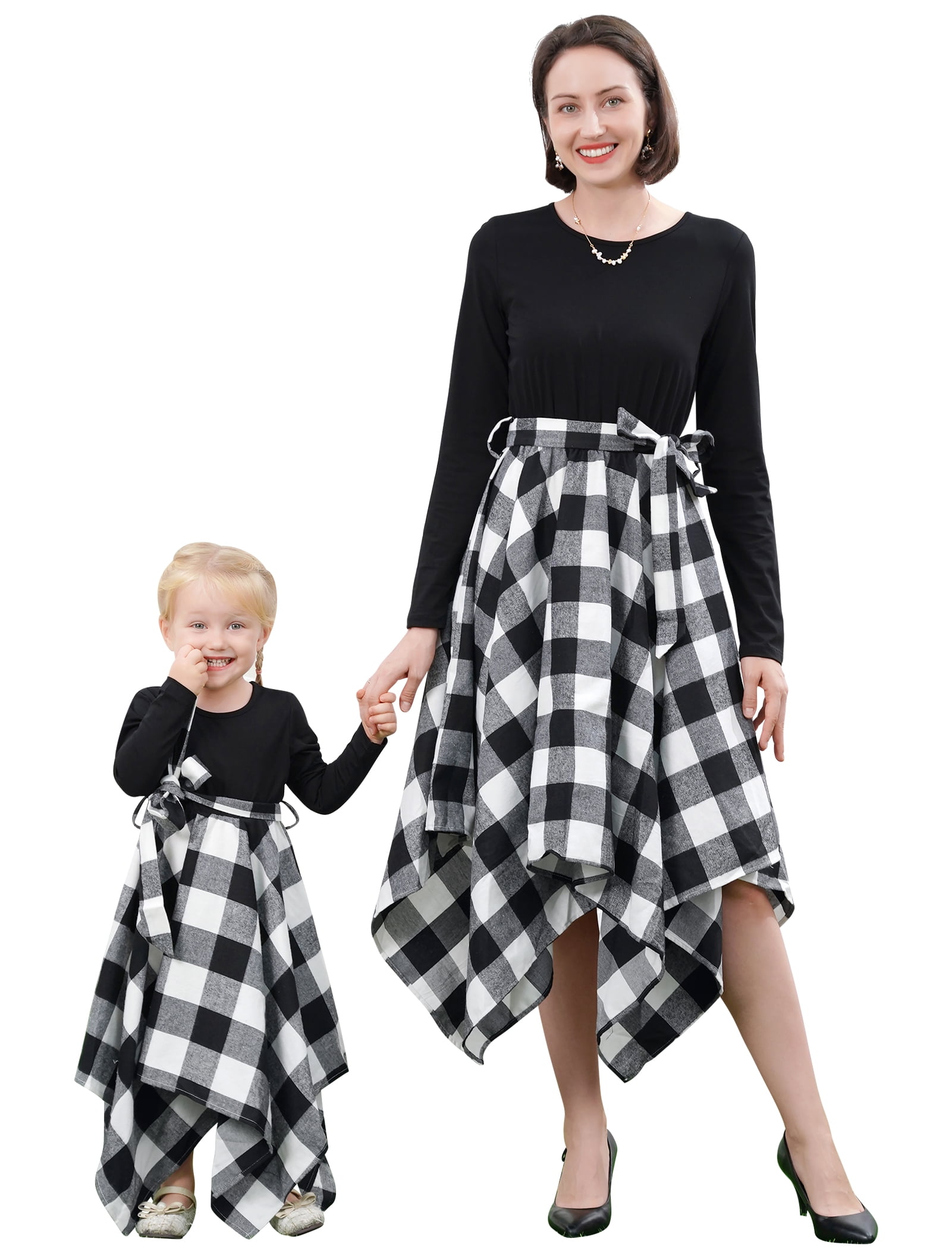 FYMNSI Mommy and Me Christmas Dresses Long Sleeve Plaid Dress Xmas Party Mom  Daughter Photoshoot Matching Outfits (Mom L) - Walmart.com