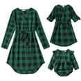 thumbnail image 1 of FYMNSI Mommy and Me Christmas Outfit Plaid Gingham Print Dresses Holiday Party Family Matching Dress Green (Baby 3-6 Months), 1 of 12