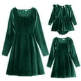 thumbnail image 1 of FYMNSI Mommy and Me Christmas Outfit Square Neck Velvet Dresses Holiday Party Family Matching Dress Dark Green (Baby 12-18 Months), 1 of 8