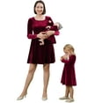 thumbnail image 1 of FYMNSI Mommy and Me Christmas Outfit Square Neck Velvet Dresses Holiday Party Family Matching Dress Wine Red (Baby 3-6 Months), 1 of 11