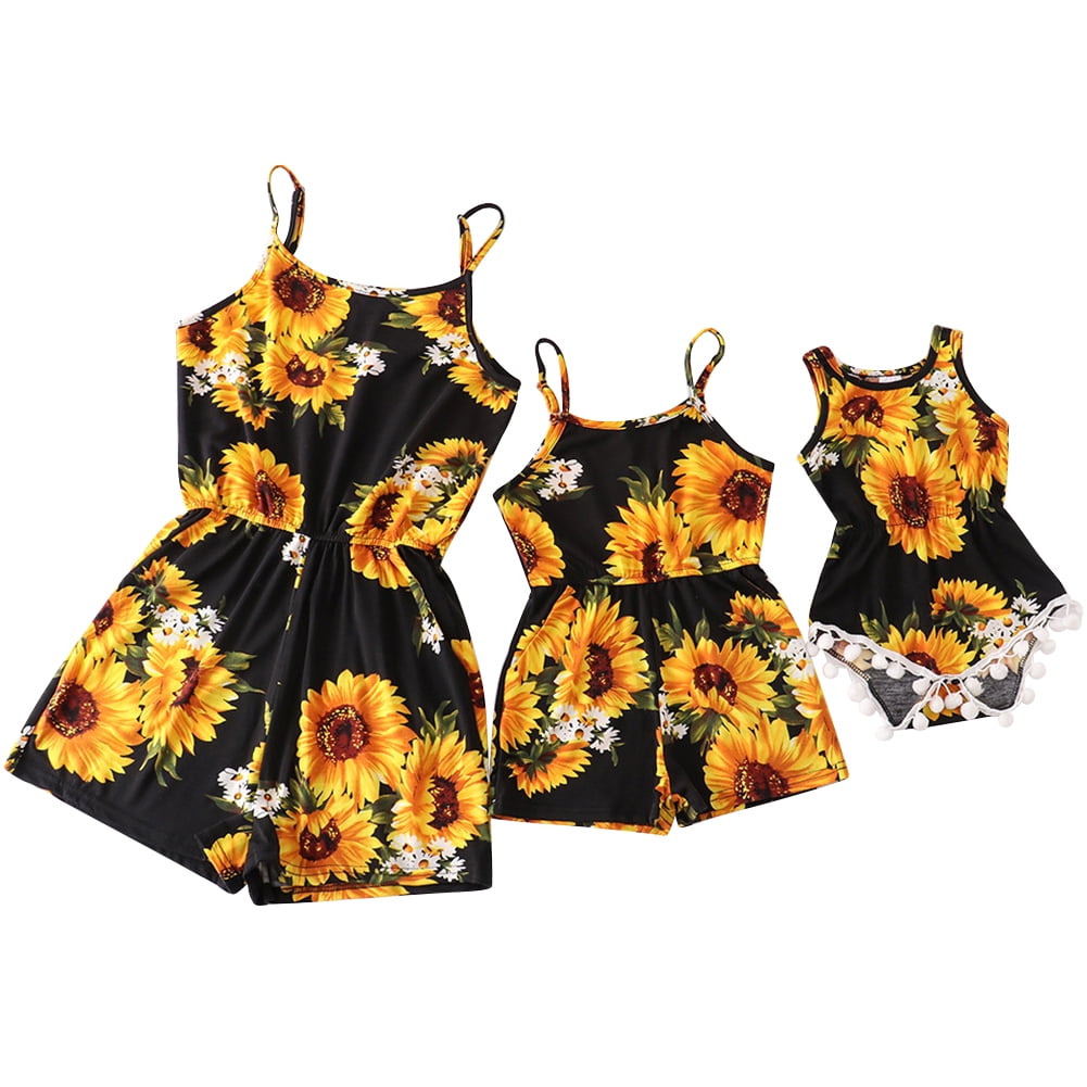 FYMNSI Girls Casual Sleeveless Jumpsuits Summer Loose Short Romper Mommy and Me One Piece Jumpsuits for Girl 12-13T