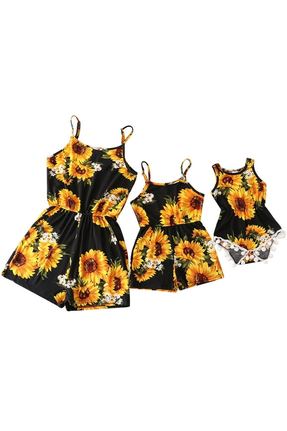 Girls Casual Sleeveless Jumpsuits Summer Loose Short Romper Mommy and Me One Piece Jumpsuits for Girl 8-9T