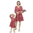 thumbnail image 1 of FYMNSI Women Dress Leopard Print Wrap V Neck Long Sleeve Dresses Fall Winter Mommy and Me Dress XL, 1 of 10