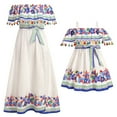 thumbnail image 1 of FYMNSI Mexican Dresses with Pockets for Toddler Girl Clothes Floral Off the Shoulder Dress Mommy and Me Boho Sundress White Blue 6-7T, 1 of 8