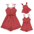 thumbnail image 1 of FYMNSI Mommy and Me Rompers Matching Outfit Sleeveless Belted Casual Jumpsuit Spaghetti Strap Short Overall Set Red (Baby 12-18M), 1 of 10