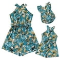 thumbnail image 1 of FYMNSI Mommy and Me Summer Short Romper Outfits Sleeveless Belted Casual Jumpsuit Overall for Beach Holiday Photo Shoot Blue (Baby 12-18M), 1 of 10