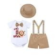thumbnail image 1 of FYMNSI Toddler Baby Boys First Birthday Wild One Animal Outfit Romper Suspenders Shorts Hat Photo Shoot Clothes, 1 of 8