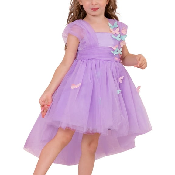 FYMNSI Toddler Girl High Low Hem Princess Tutu Dress Flower Ruffle Tulle Dresses Girls Clothes 2-3T