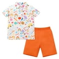 thumbnail image 1 of FYMNSI Toddler Boy Shorts and Polo Shirts Set Back to School Clothes Summer 2-Piece Outfit for Kids 2-3T Orange, 1 of 8