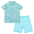 thumbnail image 1 of FYMNSI Toddler Boy Shorts and Polo Shirts Set Back to School Clothes Summer 2-Piece Outfit for Kids 4-5T Light Blue, 1 of 8