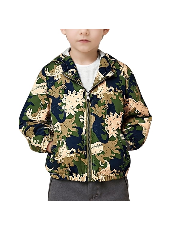 Toddler Boys Hooded Jacket Windbreaker Lightweight Zip up Hoodies Outwear Cartoon Fall Clothes for Kids 18-24M Camouflage