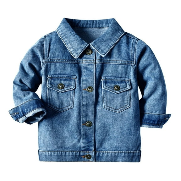 FYMNSI Toddler Fall Jacket Baby Jean Jacket Boys Girls Denim Jacket Cowboy Outerwear Shacket for Kids 3-4 Years Blue