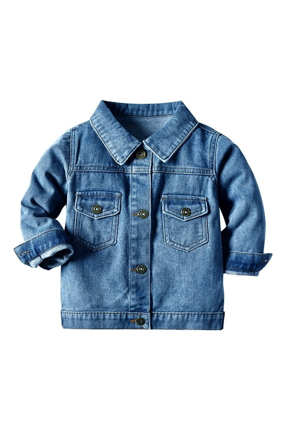 Toddler Fall Jacket Baby Jean Jacket Boys Girls Denim Jacket Cowboy Outerwear Shacket for Kids 3-4 Years Blue