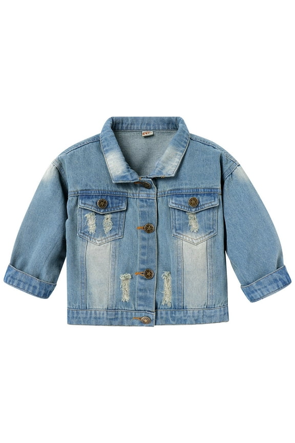Toddler Fall Jacket Baby Jean Jacket Boys Girls Denim Jacket Cowboy Outerwear Shacket for Kids 6-12 Months Light Blue